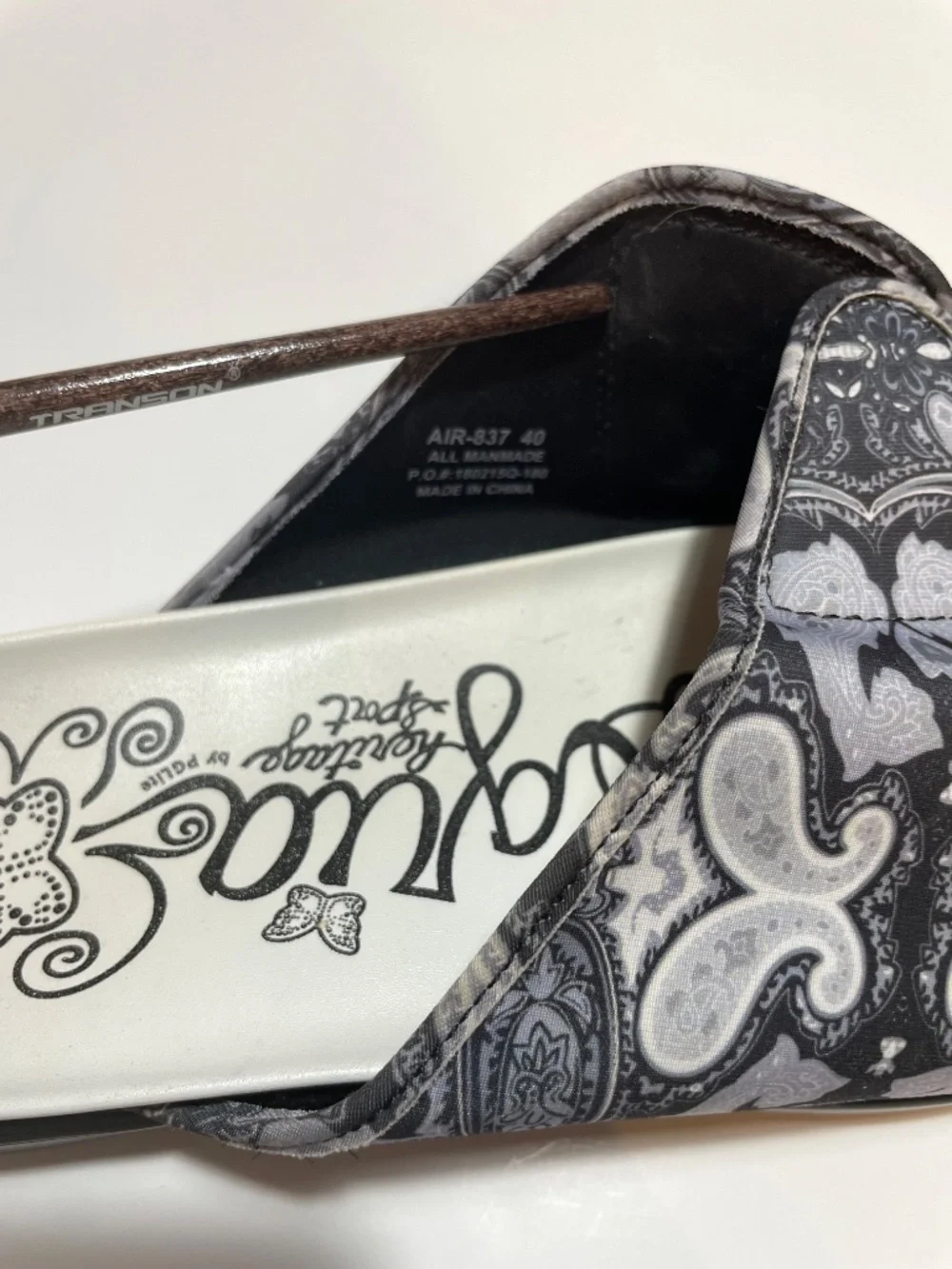 Alegria Platform Slide Sandals Black White Women's 10 - Picture 8 of 10